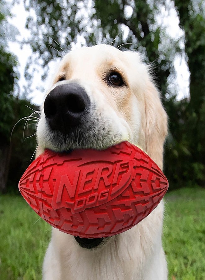 Nerf Dog Tire Squeak Football Outdoor Dog Toy, 6 Inch Dog Football Squeaking Toy for Medium and Large Breeds, Red - Image 2